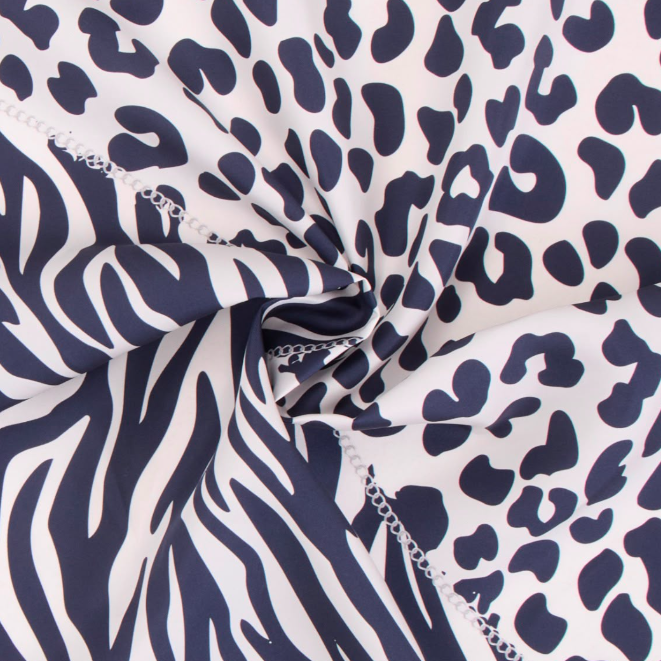 Giovanni Boulera Vahşi Zarafet Zebra ve Leopar Desenli Mulberry Twill İpek Eşarp 90x90 cm