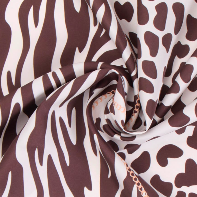 Giovanni Boulera Kahverengi Leopar Desenli Mulberry Twill İpek Eşarp 90x90 cm