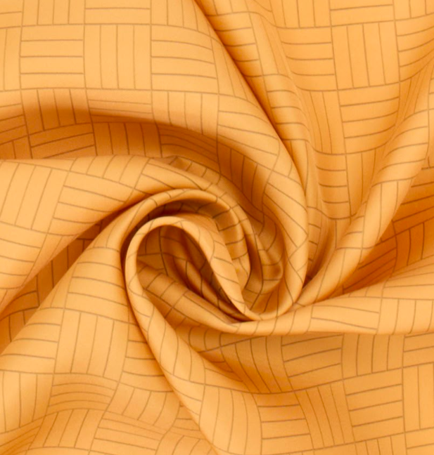 Giovanni Boulera Altın Örgü Desenli Mulberry Twill İpek Eşarp 90x90 cm