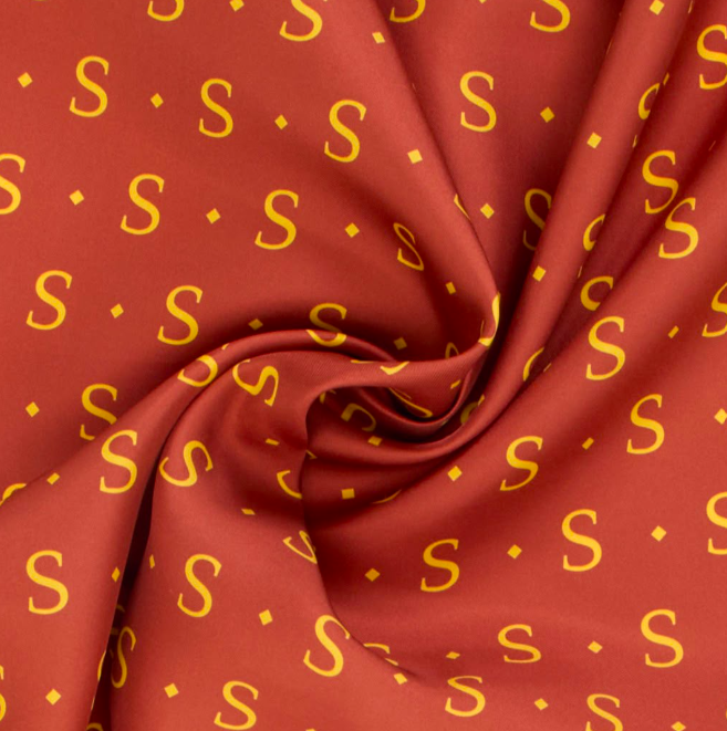 Giovanni Boulera Terracotta Monogram Desenli Mulberry Twill İpek Eşarp 90x90 cm