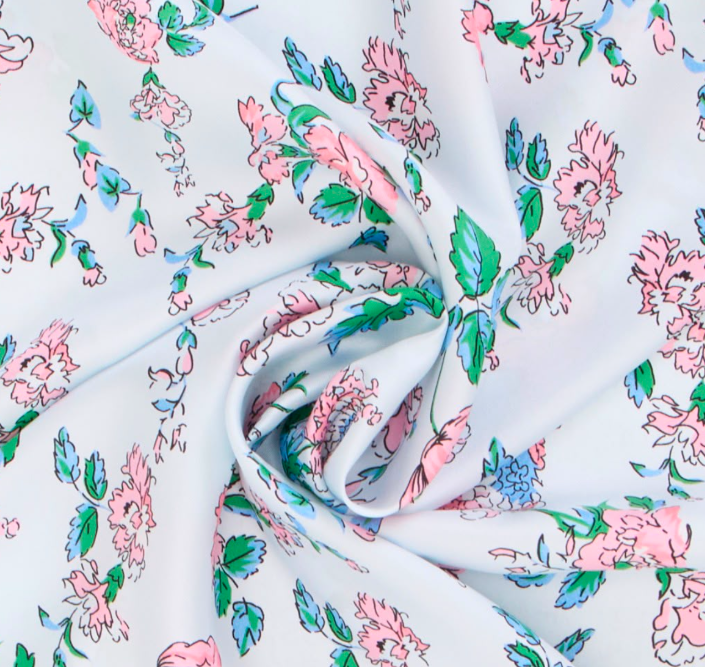 Giovanni Boulera Yeşil Bahçe Çiçekleri Desenli Mulberry Twill İpek Eşarp 90x90 cm