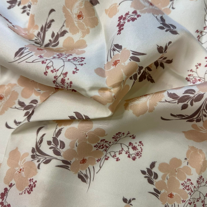 Giovanni Boulera Bej Çiçek Bahçesi Mulberry Twill İpek Eşarp 65 cm x 65 cm