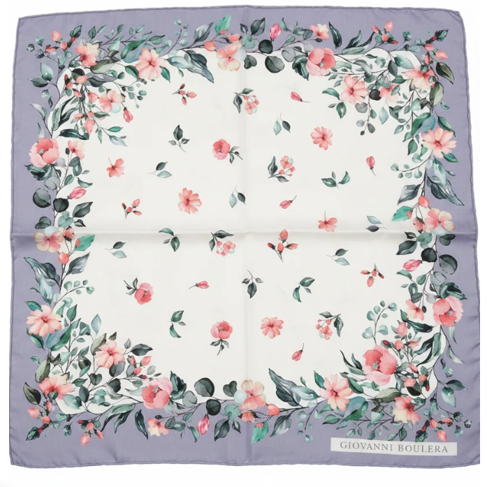 Giovanni Boulera Lavanta Bahçesi Mulberry Twill İpek Eşarp 65 cm x 65 cm