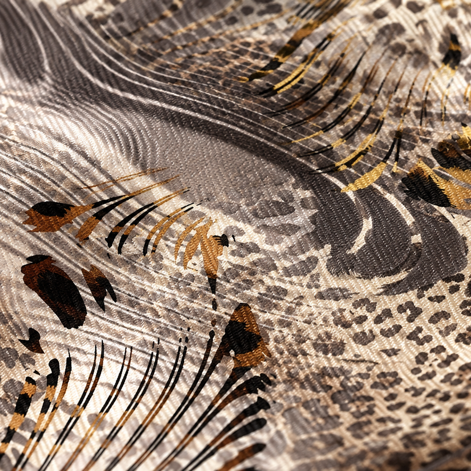 Giovanni Boulera Leopar Desenli Mulberry Twill İpek Şal 200x65 cm