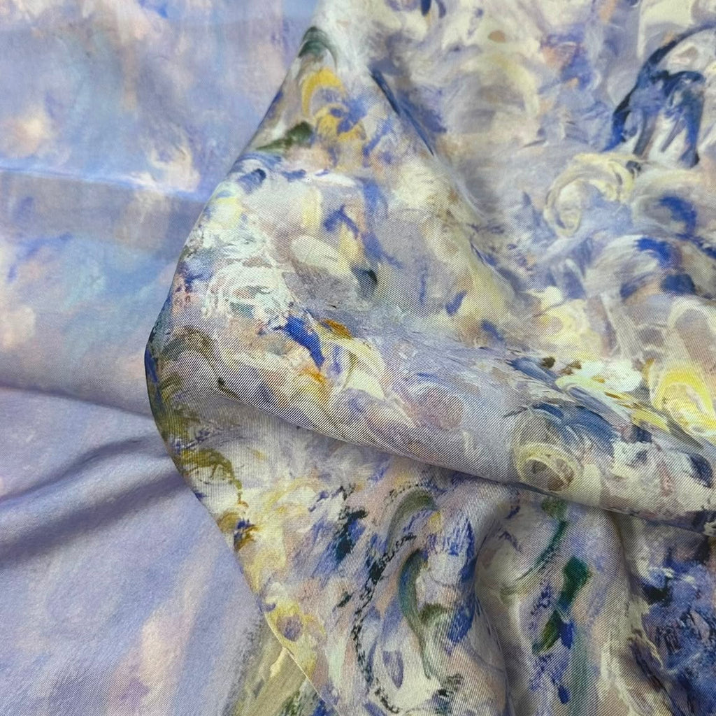 Giovanni Boulera Mavi Irmak Desenli Mulberry İpek Şal 200x65 cm