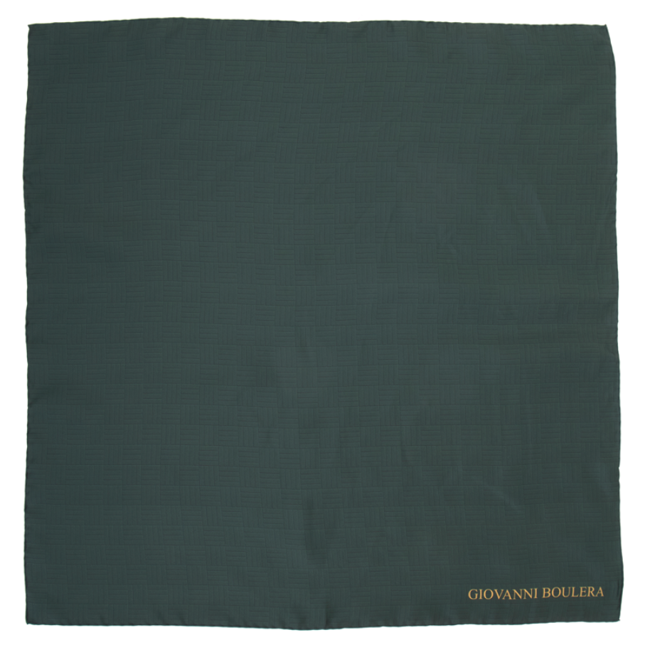Giovanni Boulera Zümrüt Örgü Desenli Mulberry Twill İpek Eşarp 90x90 cm