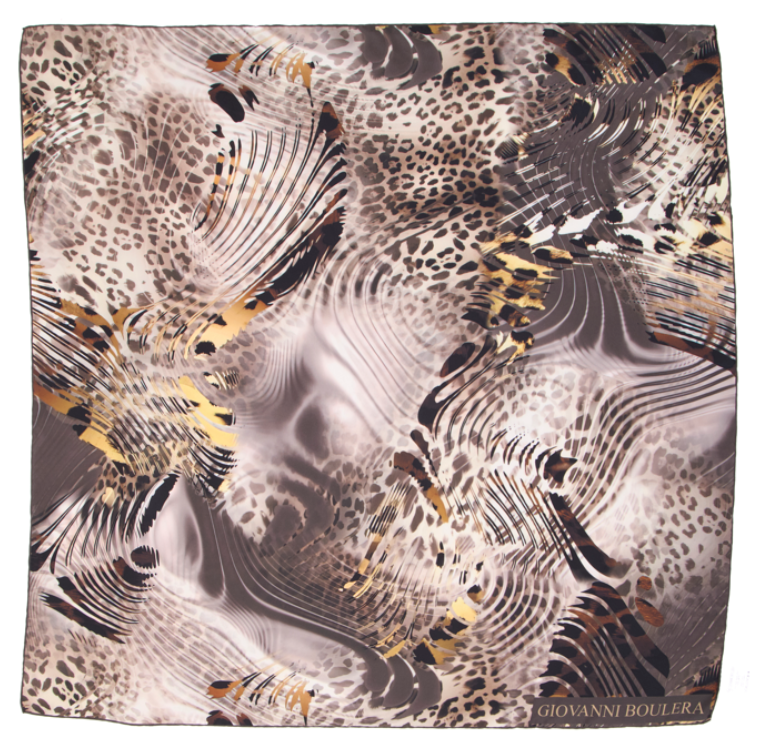 Giovanni Boulera Vahşi Dalga Desenli Mulberry Twill İpek Eşarp 90x90 cm