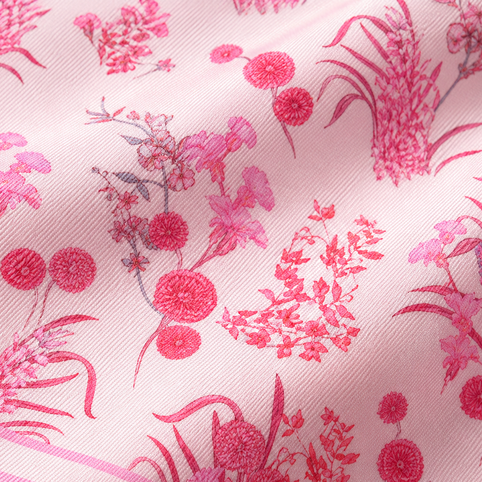 Foulard in Seta Twill di Gelso Giovanni Boulera con Fantasia Fiori di Campo Rosa 90x90 cm