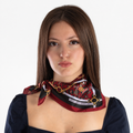 Giovanni Boulera Siyah Bordo Leopar Zincir Desenli Mulberry Twill İpek Eşarp 65x65 cm
