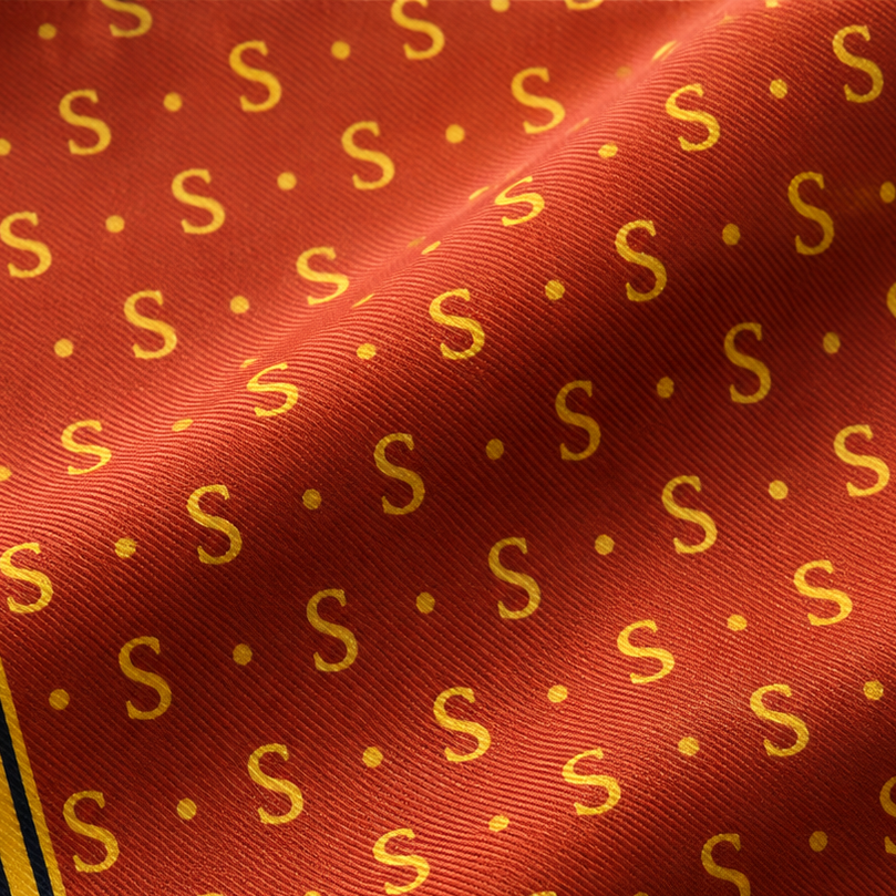 Giovanni Boulera Terracotta Monogram Desenli Mulberry Twill İpek Eşarp 90x90 cm