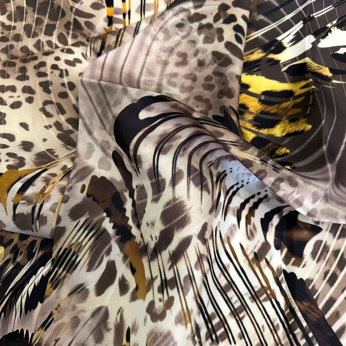 Giovanni Boulera Leopar Desenli Mulberry Twill İpek Şal 200x65 cm