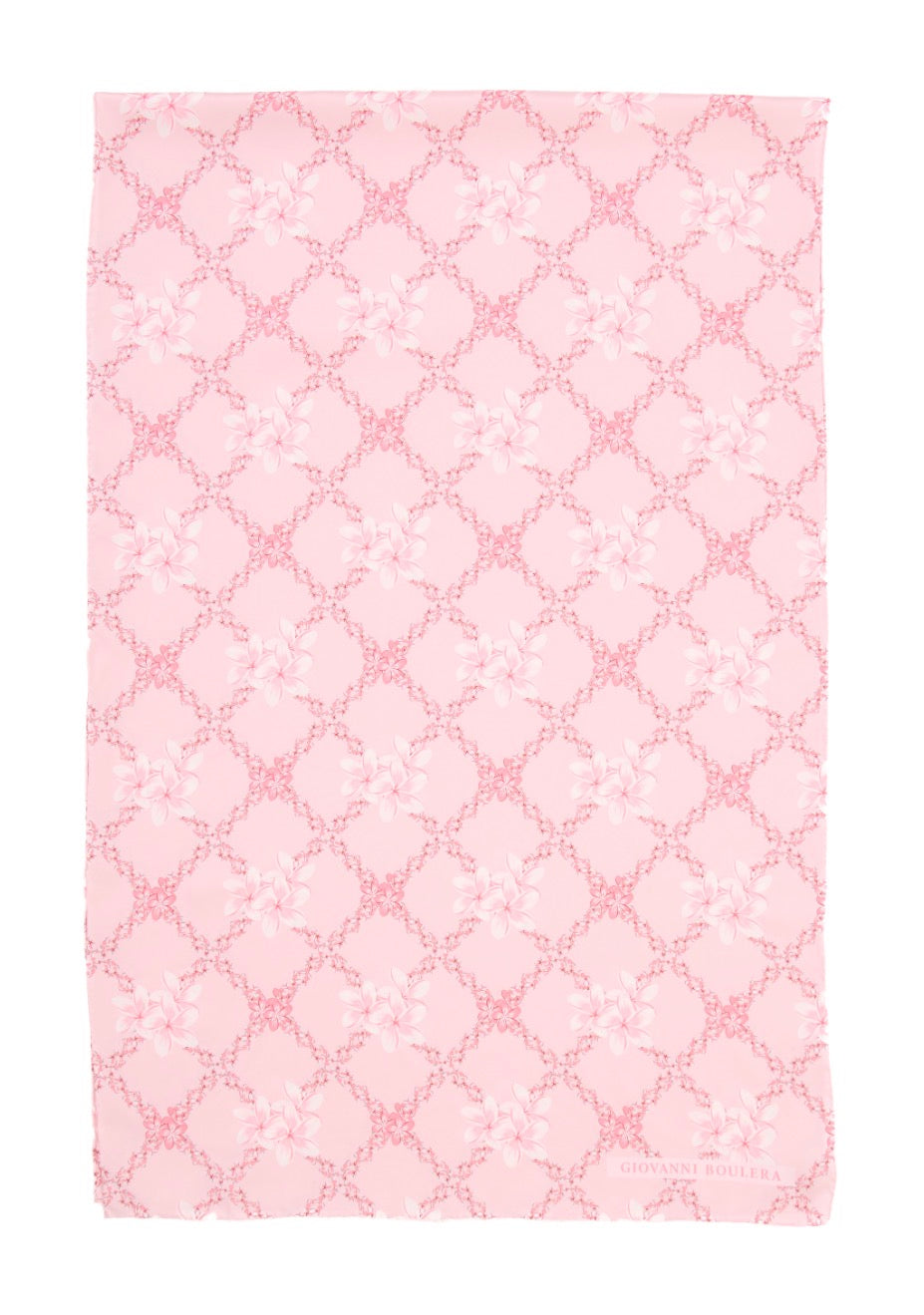 Giovanni Boulera Pembe Çiçek Desenli Mulberry Twill İpek Şal 200x65 cm