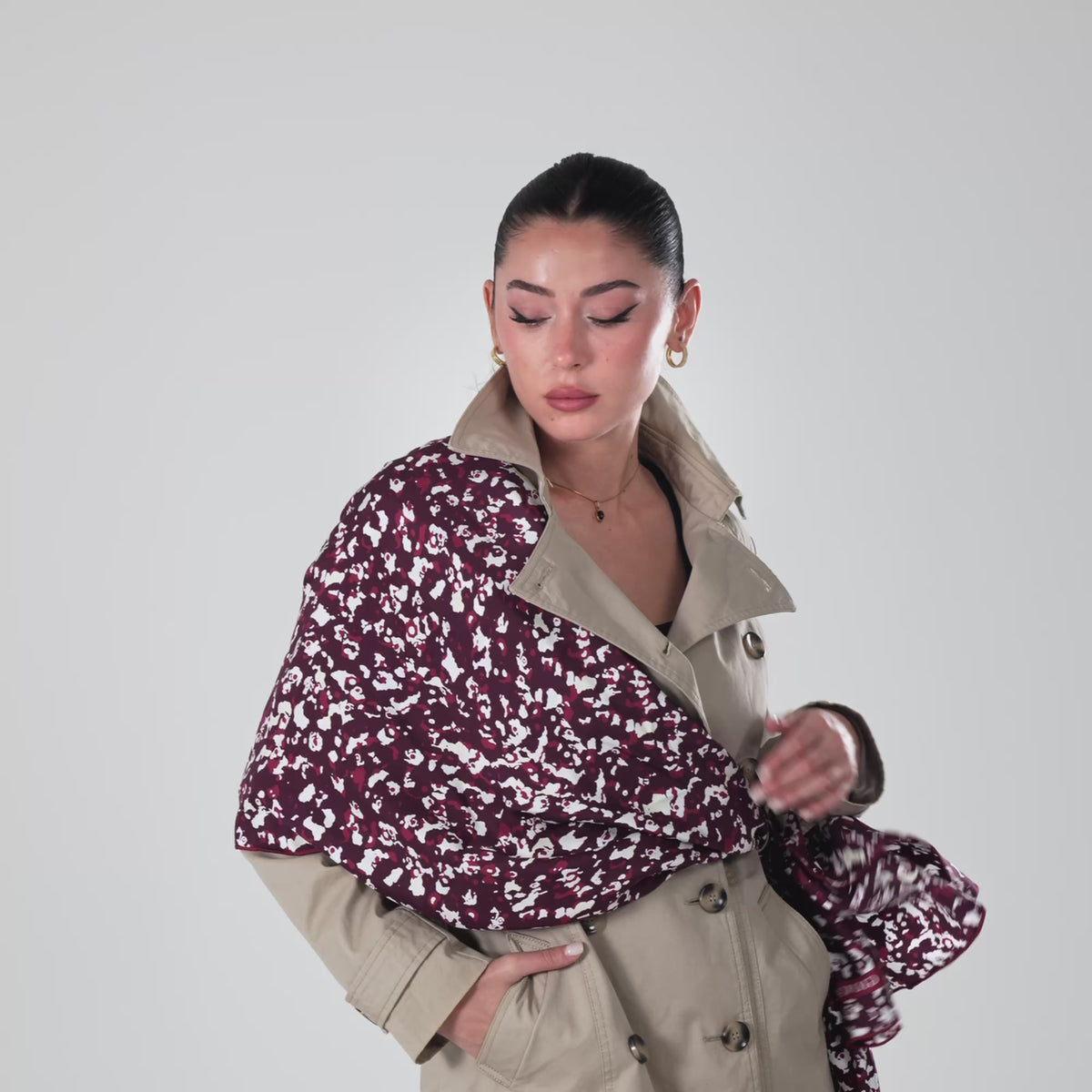 Giovanni Boulera Bordo Mozaik Desenli Mulberry Twill İpek Şal 200x65 cm
